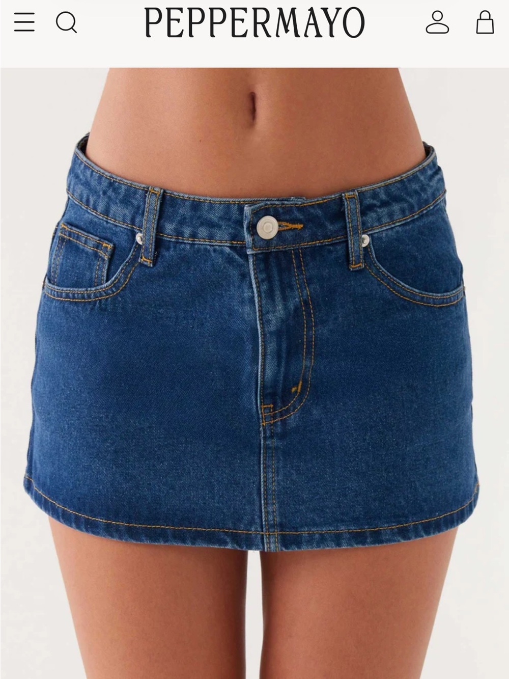 Peppermayo Maysa Low Rise Mini Skirt in Dark Blue Size 8